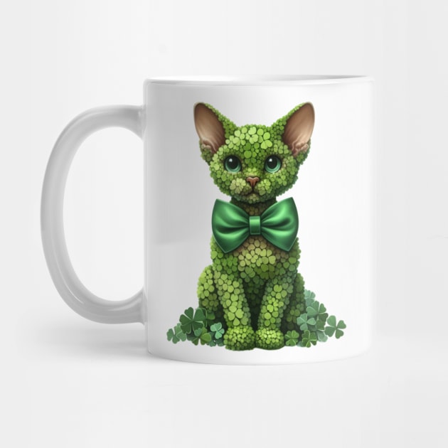 Clover Devon Rex Cat St Patricks Day by Chromatic Fusion Studio